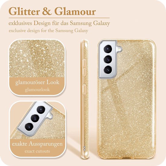 Samsung Galaxy S23 Plus Hoesje - Goud - Glitter Back Cover
