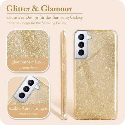 Samsung Galaxy S23 Plus Hoesje - Goud - Glitter Back Cover