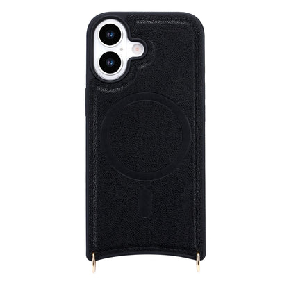 Apple iPhone 16 Hoesje - Zwart - CM Amsterdam Back Cover met Telefoonkoord