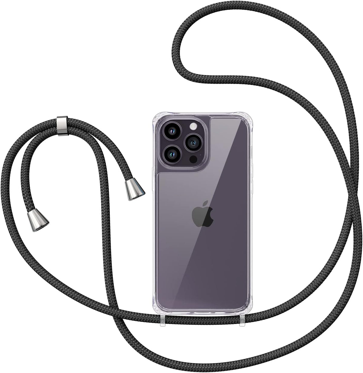 Apple iPhone 15 Pro Hoesje - Transparant - Siliconen Back Cover met Telefoonkoord