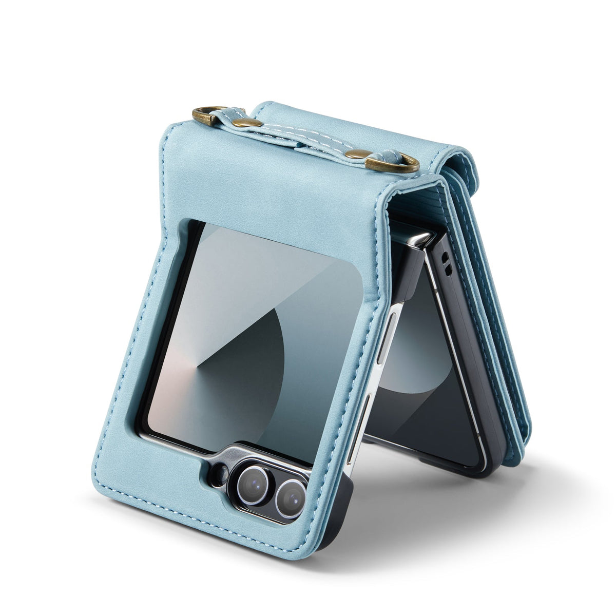 Samsung Galaxy Z Flip 7 FE Hoesje - Aqua Blue - Bookcase met Telefoonkoord