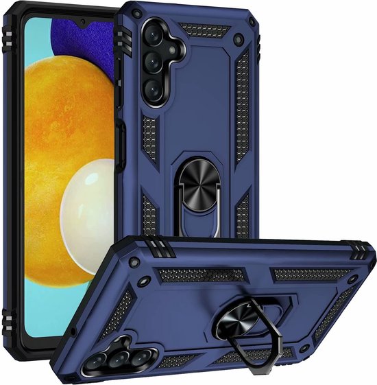 Samsung Galaxy A04s Hoesje - Blauw - Armor Kickstand Back Cover