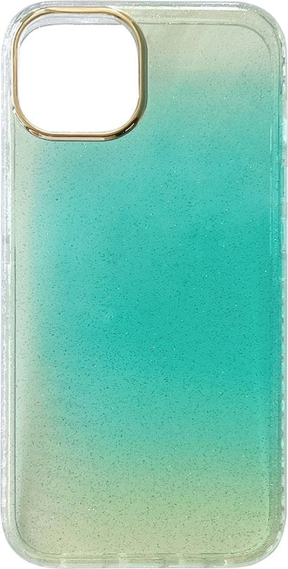 Apple iPhone 13 Hoesje - Turquoise - Glitter Back Cover
