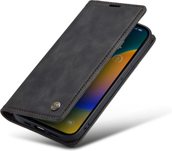 Apple iPhone 14 Pro Hoesje - Charcoal Gray - Dunne Bookcase