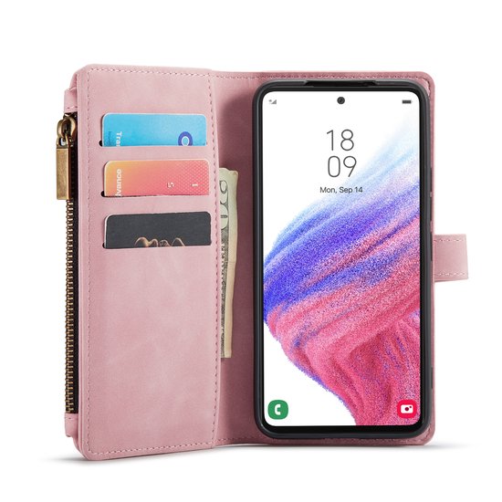Samsung Galaxy A53 5G Hoesje - Pale Pink - Luxe Bookcase met Rits