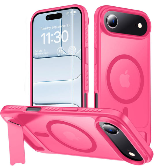 Apple iPhone Air Hülle - Neonrosa - Mattes Armor-MagSafe-Backcover mit Ständer