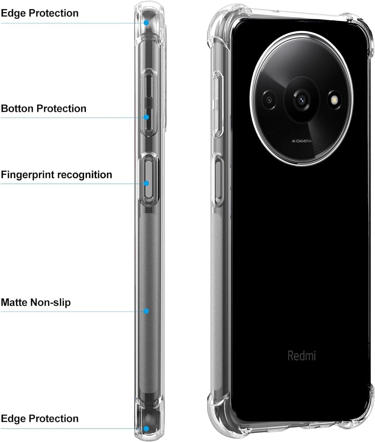 Xiaomi Redmi A3 Hoesje - Transparant - Anti-Shock Back Cover