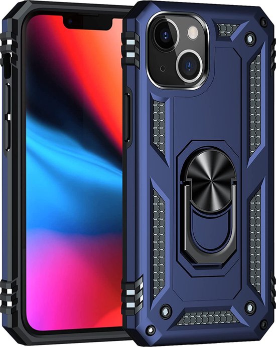 Apple iPhone 14 Plus Hoesje - Blauw - Armor Kickstand Back Cover