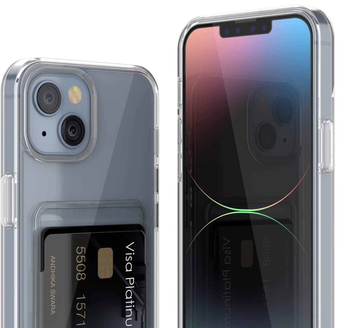 iPhone 15 Hoesje - Transparant - Siliconen Kaarthouder Back Cover