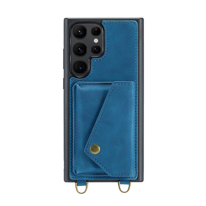 Samsung Galaxy S23 Ultra Hoesje - Navy Blue - Luxe Back Cover met Telefoonkoord