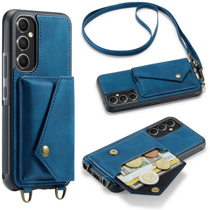 Samsung Galaxy A14 4G Hoesje - Navy Blue - Luxe Back Cover met Telefoonkoord