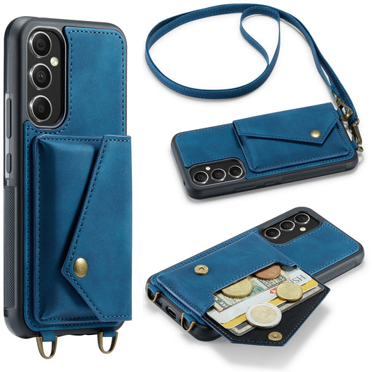 Samsung Galaxy A14 4G Hülle - Navy Blue - Luxus-Backcover mit Handykette