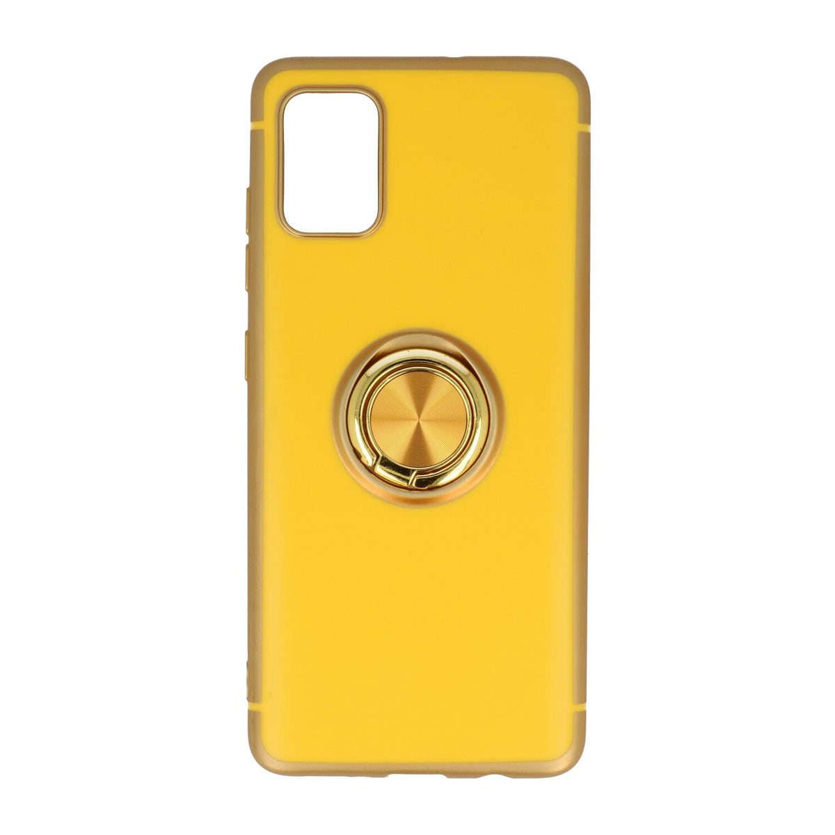 Samsung Galaxy S20 Ultra Hoesje - Geel - Siliconen Ring Kickstand Back Cover