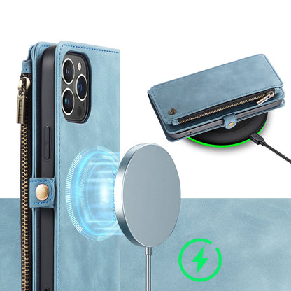 Apple iPhone 15 Plus Hoesje - Aqua Blue - Luxe MagSafe Bookcase met Rits en Telefoonkoord