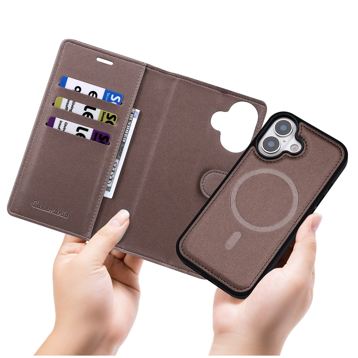 Apple iPhone 17 Hülle - Mocha Brown - 2-in-1-Velvet-Klapphülle mit Kartenfach