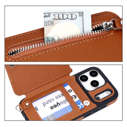 Apple iPhone 18 Pro Max Hoesje - Bruin - Luxe Back Cover met Telefoonkoord en Rits