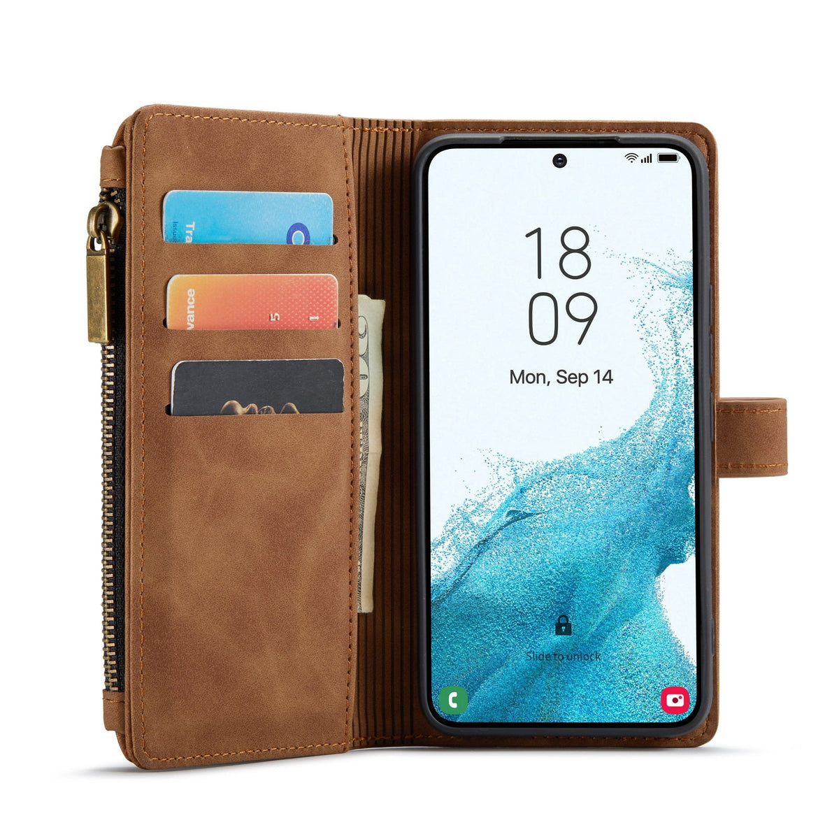 Samsung Galaxy S25 Plus Hoesje - Sienna Brown - Luxe Bookcase met Rits