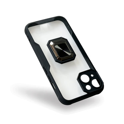 Apple iPhone 14 Hülle - Schwarz - Ring Kickstand Back Cover