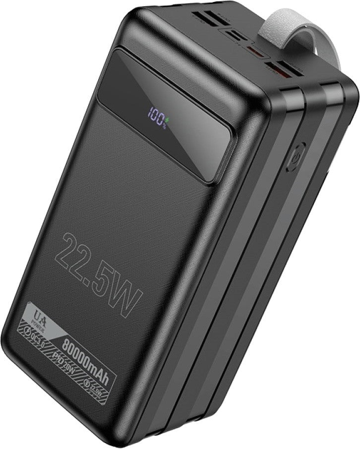 Hoco Powerbank 80.000mAh met LED-lamp - Zwart