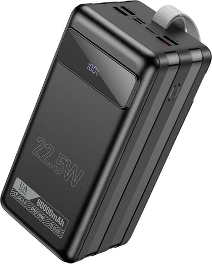 Hoco Powerbank 80.000mAh met LED-lamp - Zwart