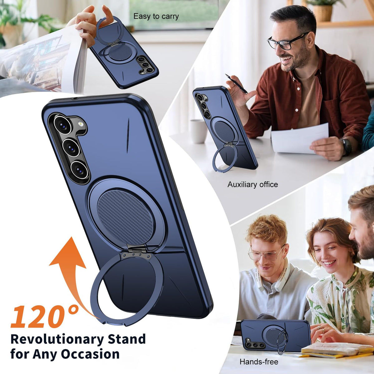 Samsung Galaxy S26 Plus Case - Dark Blue - Silicone Ring Kickstand Back Cover