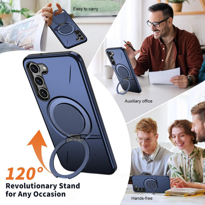 Samsung Galaxy S26 Plus Case - Dark Blue - Silicone Ring Kickstand Back Cover