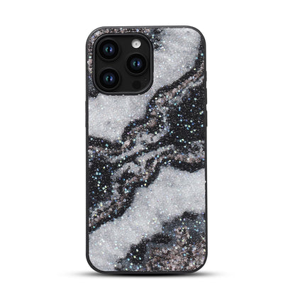Apple iPhone 12 Pro Hoesje - Zwart - Diamant Marmer Glitter Back Cover
