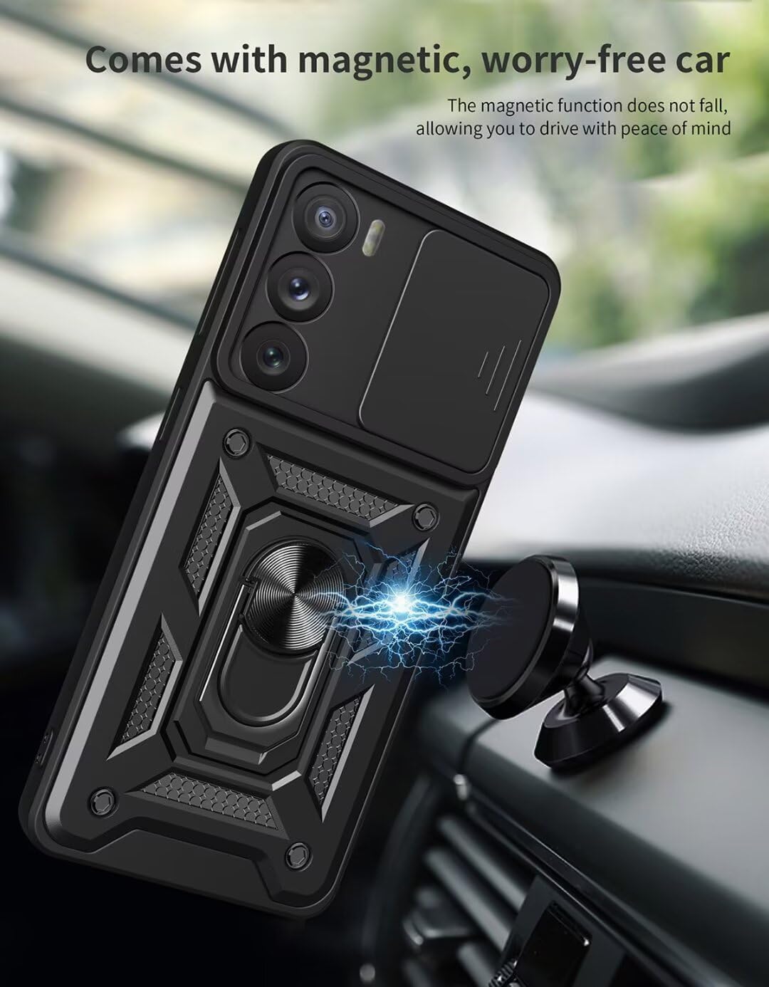 Oppo Reno 12 Hoesje - Zwart - Armor Kickstand en Camera Bescherming Back Cover