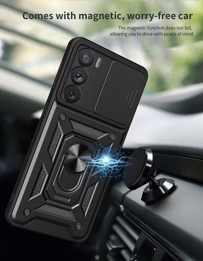Oppo Reno 12 Hoesje - Zwart - Armor Kickstand en Camera Bescherming Back Cover