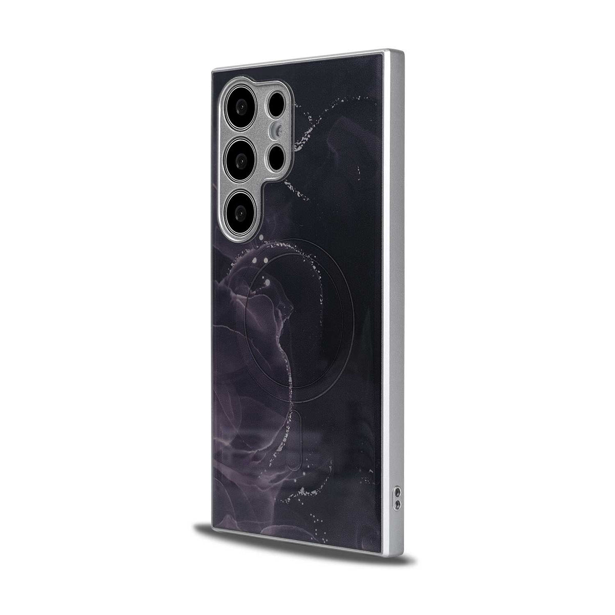 Samsung Galaxy S24 Ultra Hoesje - Zwart - Siliconen Marmer MagSafe Back Cover