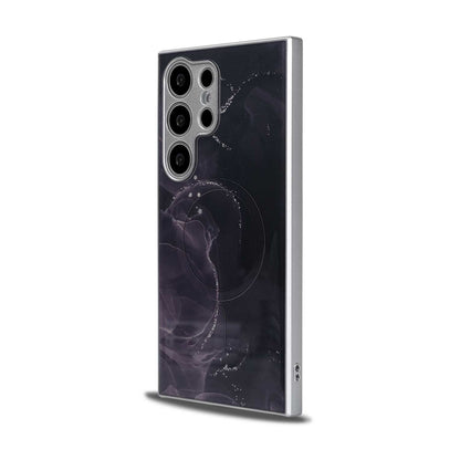 Samsung Galaxy S24 Ultra Hoesje - Zwart - Siliconen Marmer MagSafe Back Cover