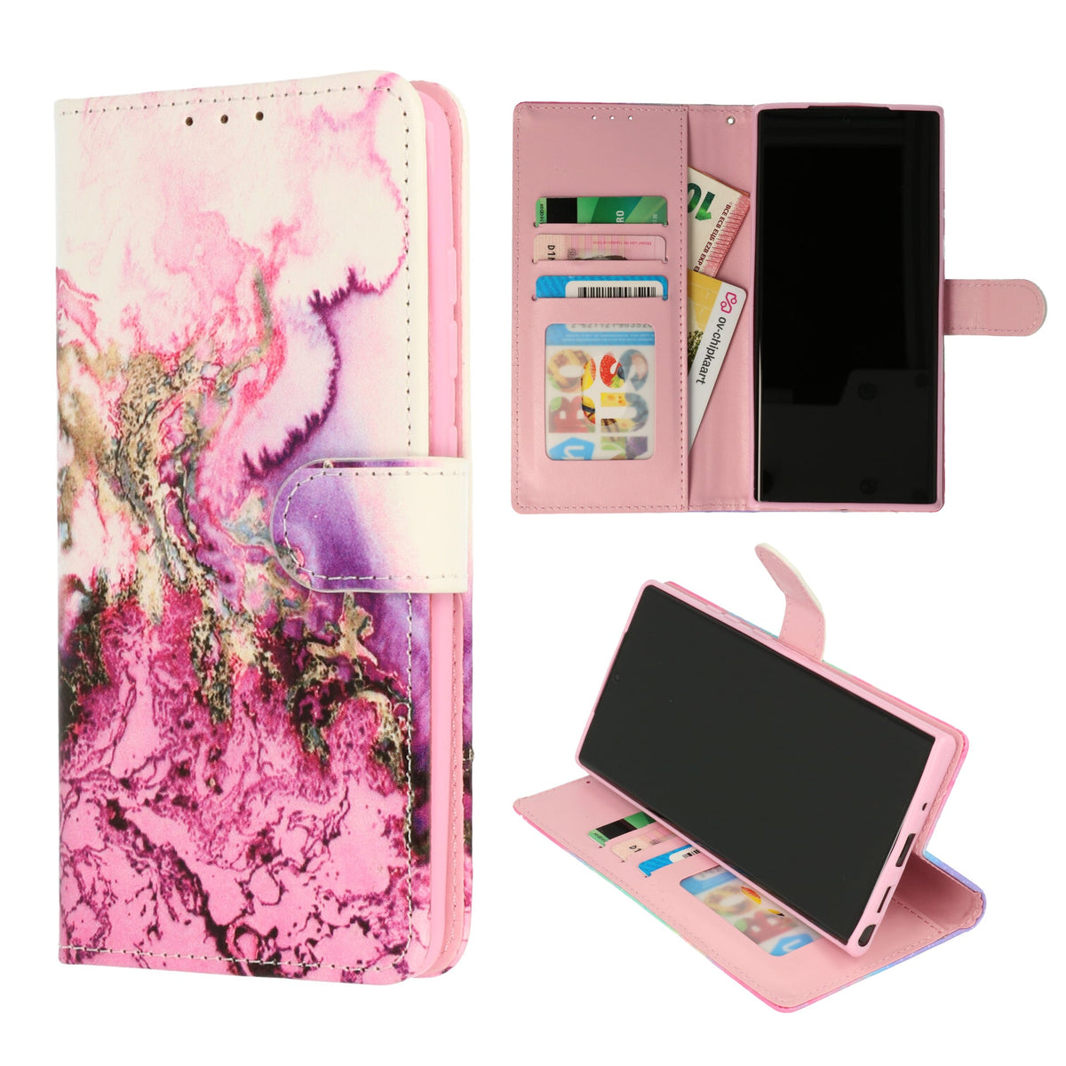 Samsung Galaxy A04S/M13 Hoesje - Marmer Paars Print - Bookcase