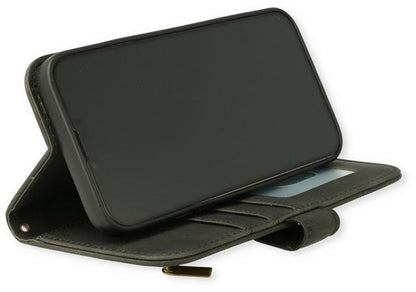 Apple iPhone 14 Pro Max Hoesje - Charcoal Gray - Luxe Bookcase met Rits