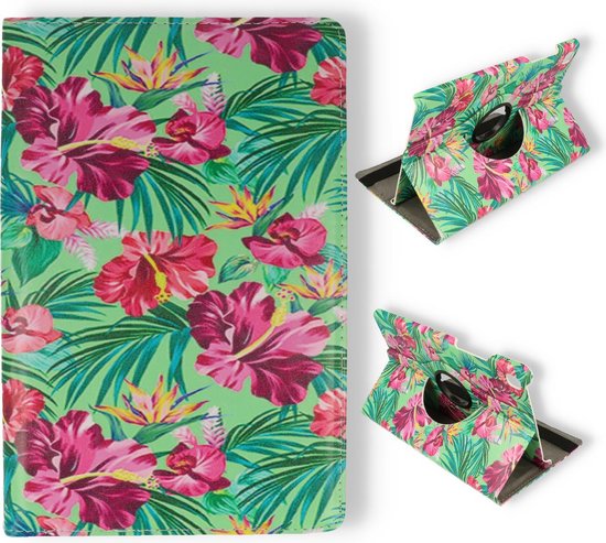Samsung Galaxy Tab A7 Lite Tablethoes - Tropische Bloemen - Draaibare Bookcase