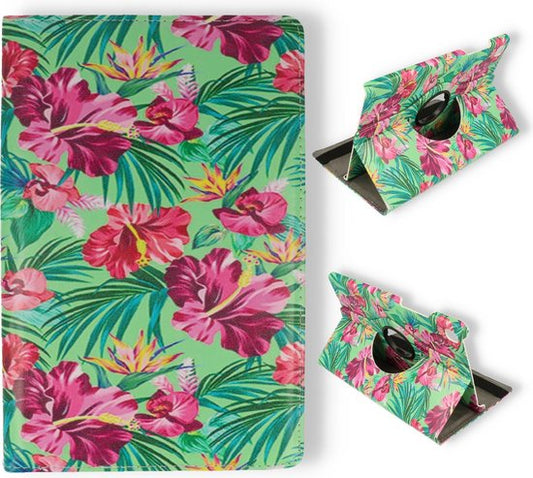 Samsung Galaxy Tab A7 Lite Tablethoes - Tropische Bloemen - Draaibare Bookcase