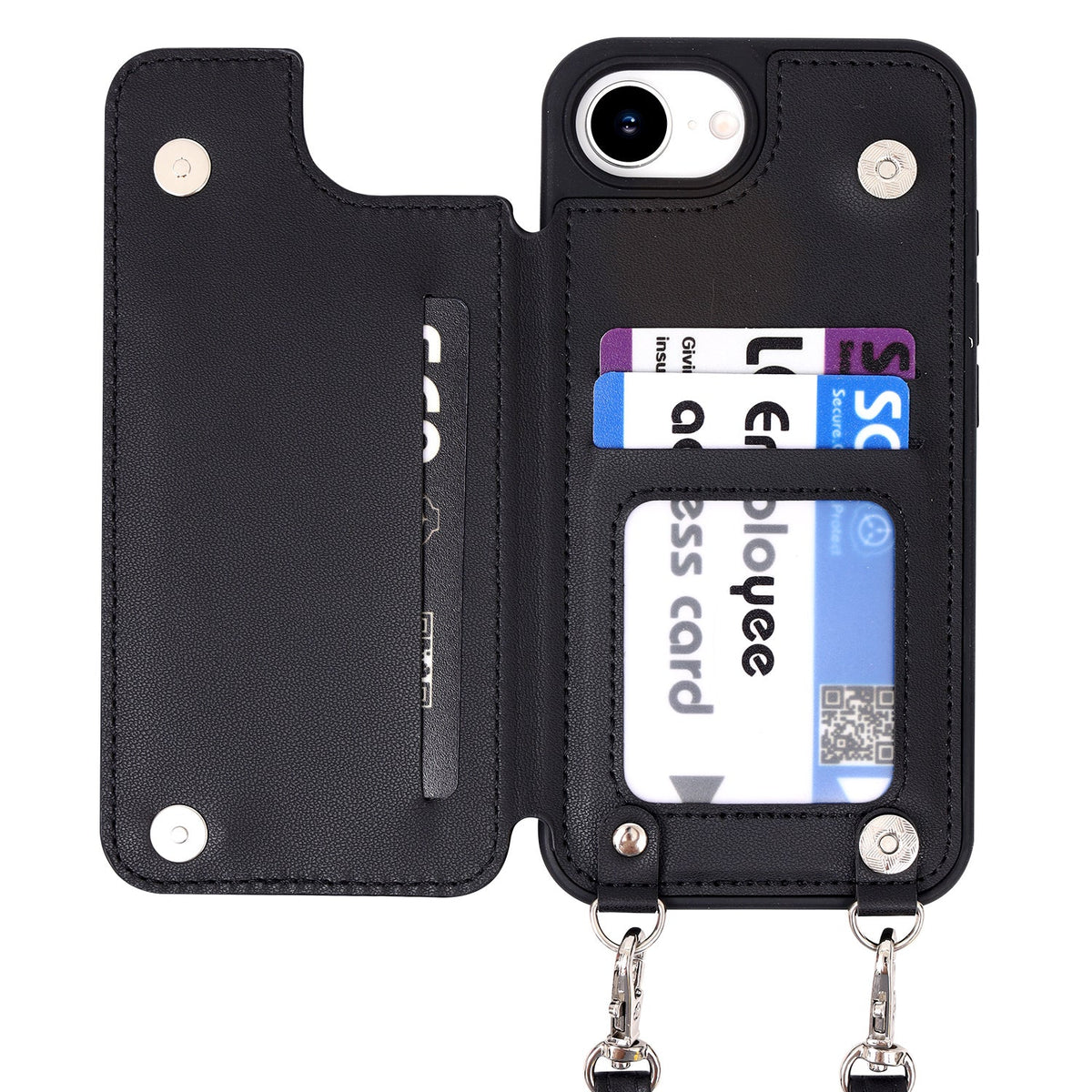 Apple iPhone 17e Hoesje - Zwart - Luxe Back Cover met Telefoonkoord en Rits