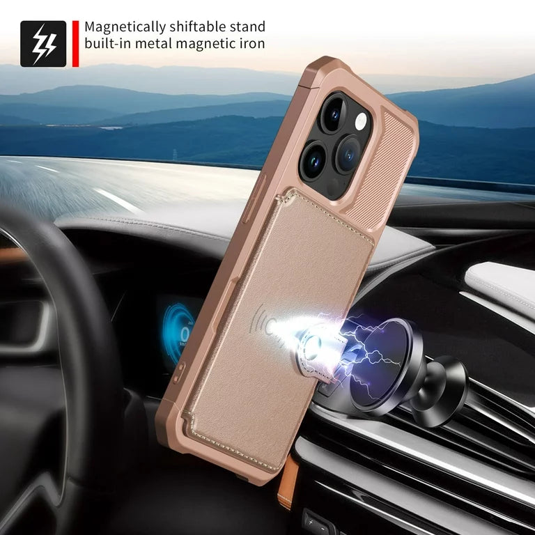 Apple iPhone 15 Pro Hülle - Roségold - Backcover mit Kartenfach