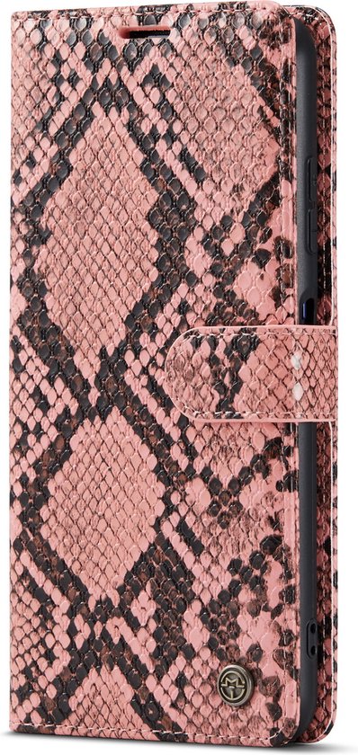 Samsung Galaxy A22 5G Hoesje - Roze - Luxe Slangen Bookcase