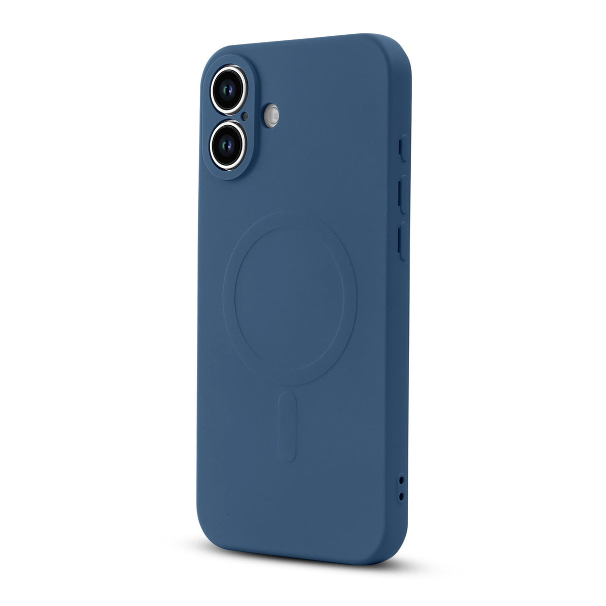 Coque iPhone 16 - Bleu - Étui arrière en silicone liquide avec anneau MagSafe épais
