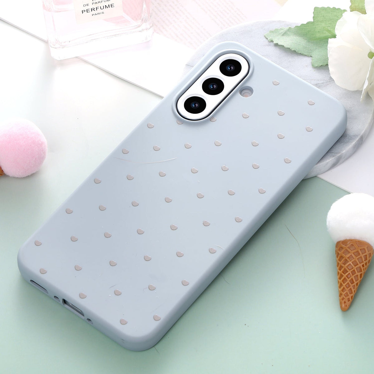 Coque Samsung Galaxy A17 - Bleu - Étui arrière à cœurs