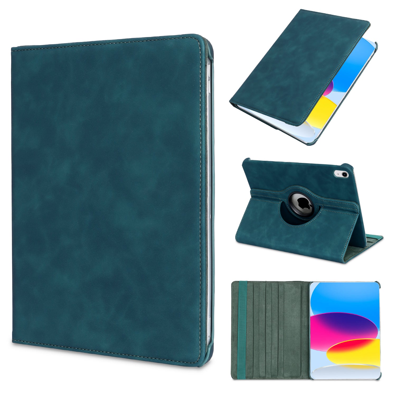360 graden draaibare hoes voor Apple iPad 2022, stylish en praktische bescherming in teal kleur.