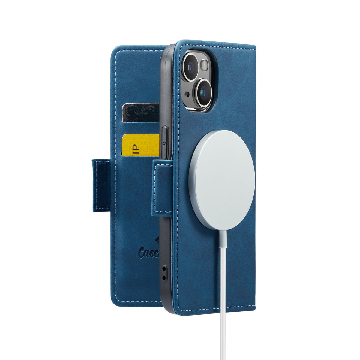 Apple iPhone 15 Plus Hülle - Navy Blue - Portemonnaie-MagSafe-Klapphülle mit Kartenfach