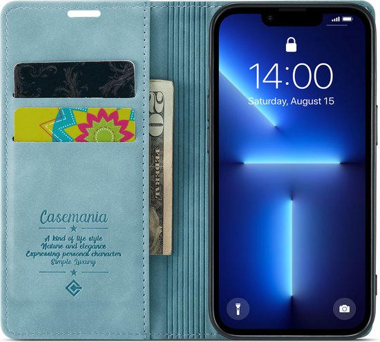 Apple iPhone 13 Pro Hoesje - Aqua Blue - Dunne Bookcase