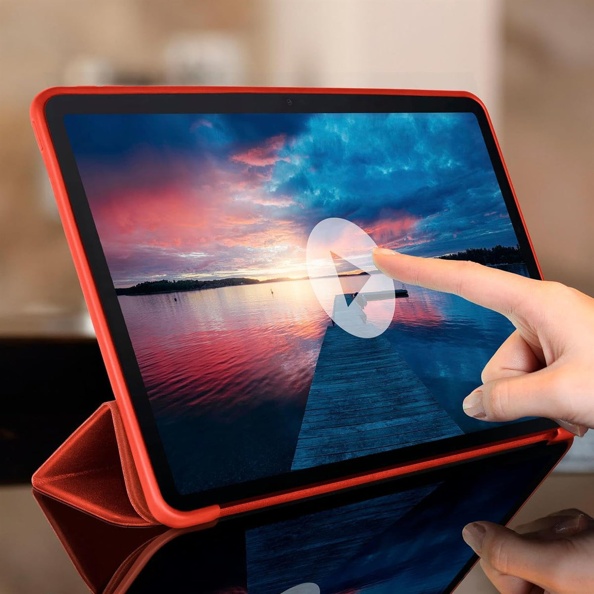 Samsung Galaxy Tab A9 Plus Tablethoes - Rood - Smart Cover
