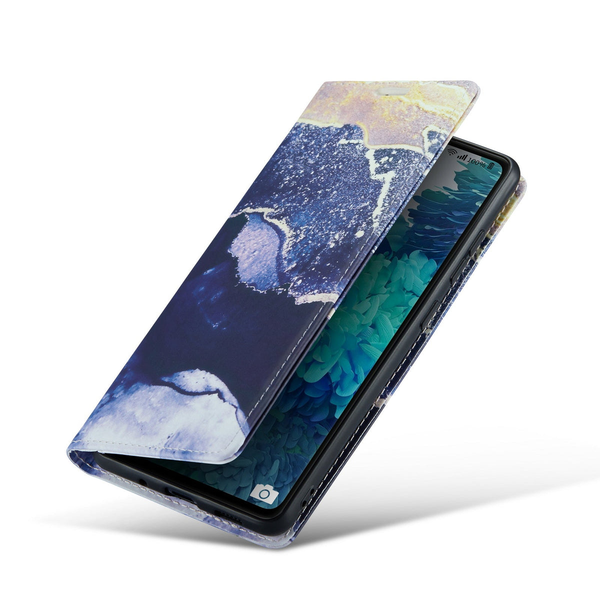 Samsung Galaxy A14 5G Hoesje - Blue Sodalite - Marmer Portemonnee Bookcase