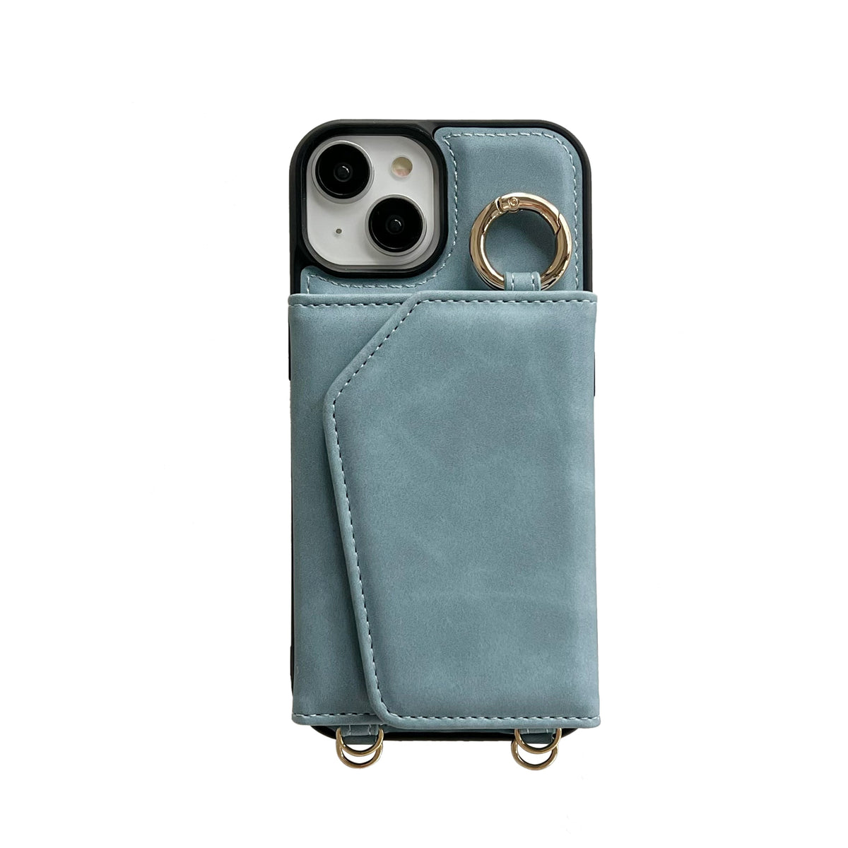 Apple iPhone 15 Plus Hoesje - Aqua Blue - Luxe MagSafe Bookcase met Telefoonkoord