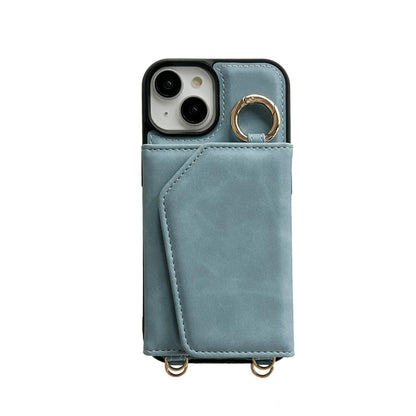 Apple iPhone 14 Plus Hoesje - Aqua Blue - Luxe MagSafe Bookcase met Telefoonkoord