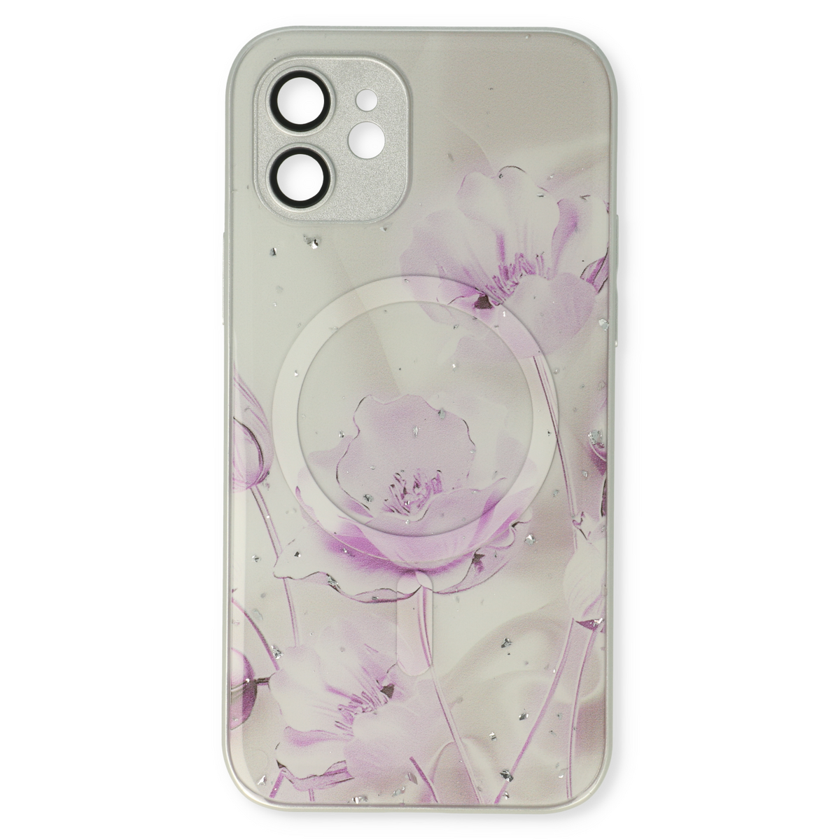 Apple iPhone 12 Hoesje - Paars - Siliconen Marmer MagSafe Back Cover
