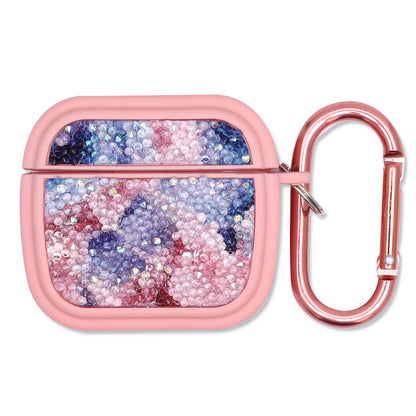 Apple AirPods 4 Hoesje - Diamant Marmer Glitter met Ring - Roze