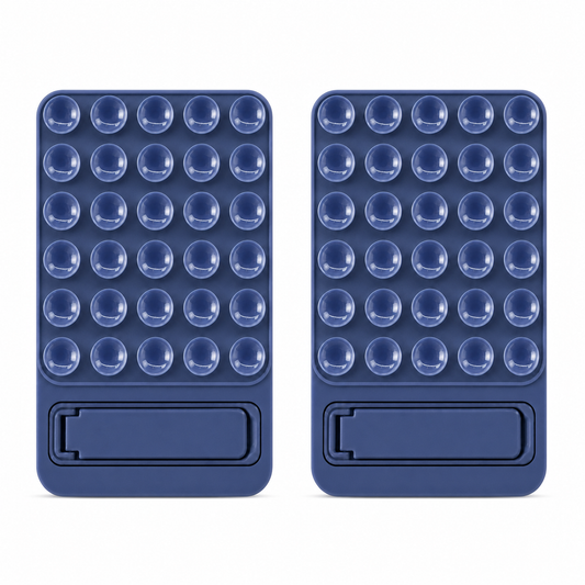 Casemania Siliconen Zuignap Sticker met Kickstand - Donker Blauw - 2 Stuks